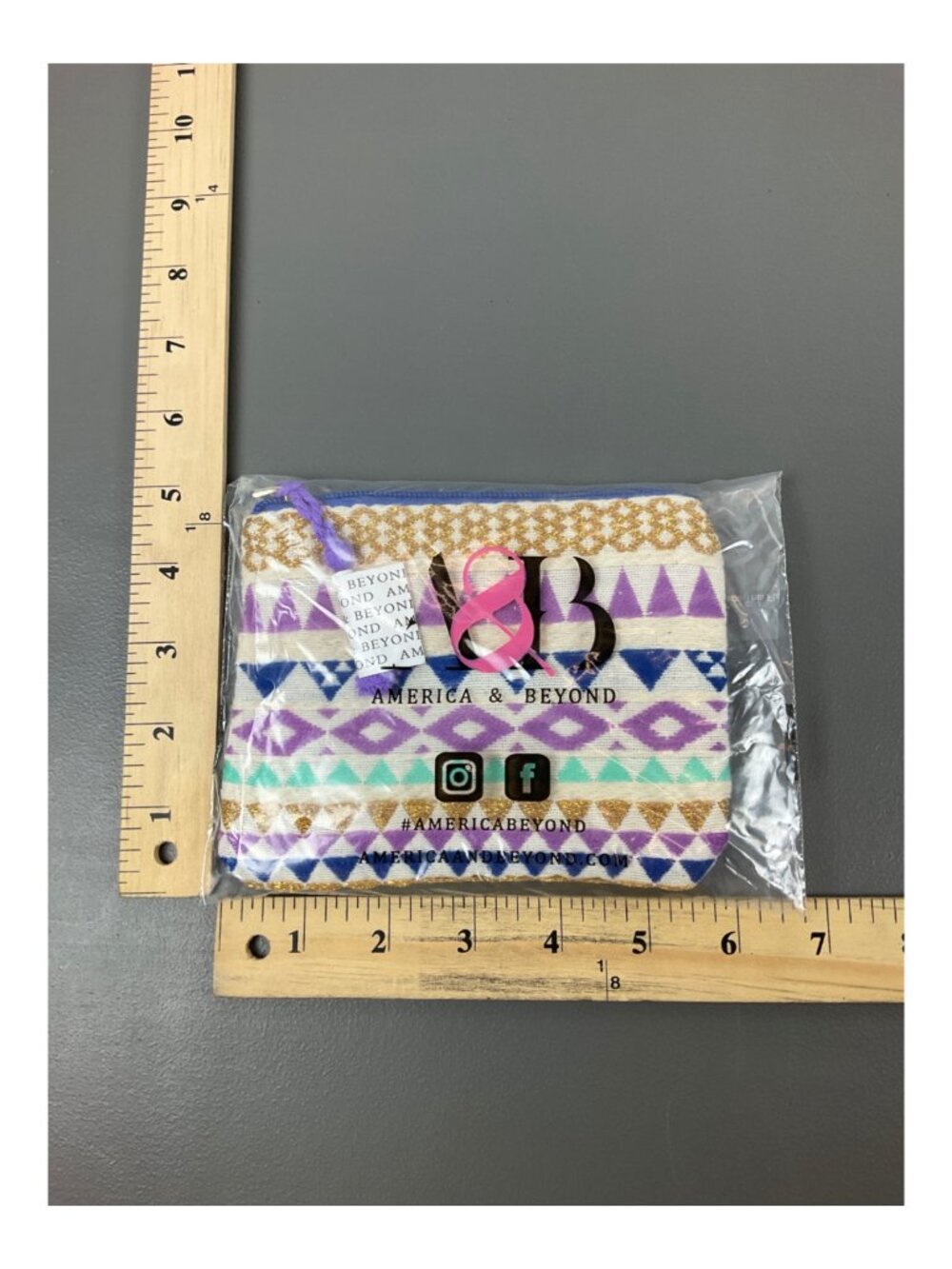America & Beyond Luxe Lilac Embellished Tote Bag, Unisex with Geometric Design & - Picture 9 of 10